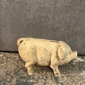 Cast iron Cream Piggy Bank
